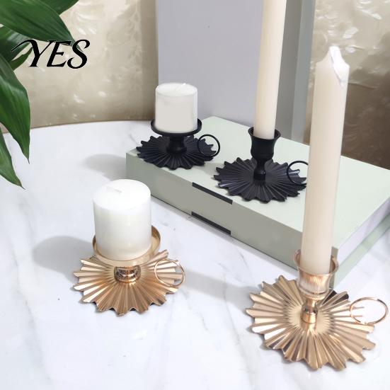 Wear-resistant Candlestick Wrought Iron Candle Holder, Vintage Metal with Frosted Matte Black Rust-Proof Durable Stand Finish, Handheld Design Holder