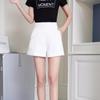 Women  Summer Casual Shorts High Waist A-line Shorts Loose Wide Leg Chiffon Shorts Chic Lady Black White Suit Shorts