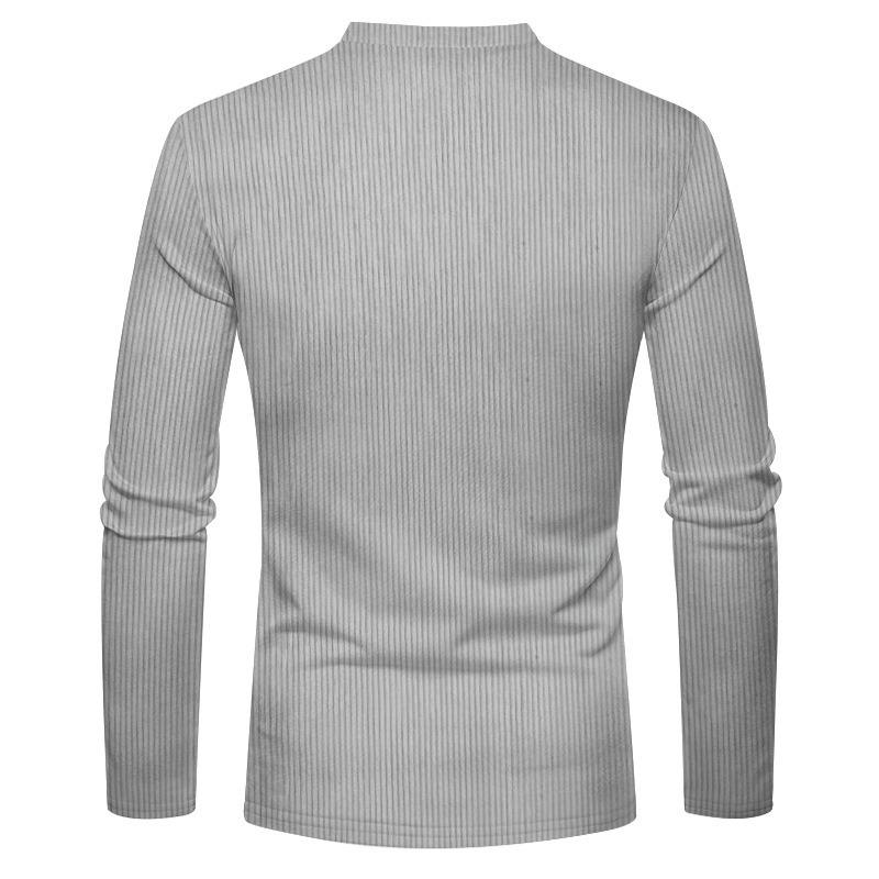 New Men's Casual Henry Slim Fit Solid Color Long Sleeve T-Shirt