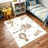 Cartoon Bear Airplane Patterned Kid's Carpet Hot Air Balloon Kids Mat Girls Boy Gift NonSlip Activity Rug Kids Rug Brown Mats