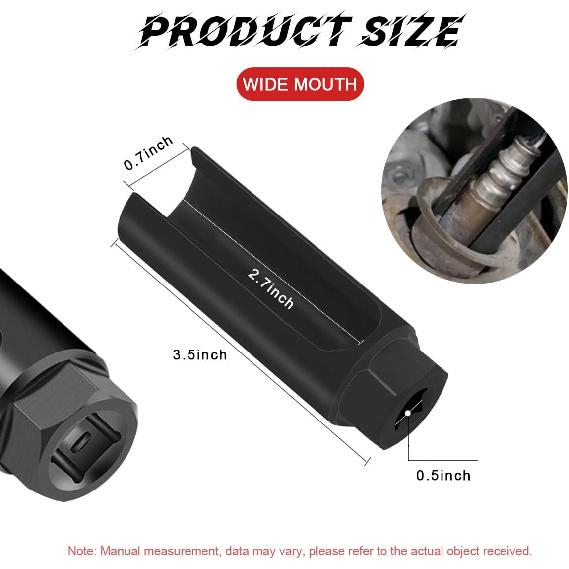 Oxygen Sensor Socket With Side Wire Cutout, 1/2" Drive By 7/8" 6-Point O2 Sensor Fit All Vehicles O2 Removal And Tallation, Offset Oxygen Sensor