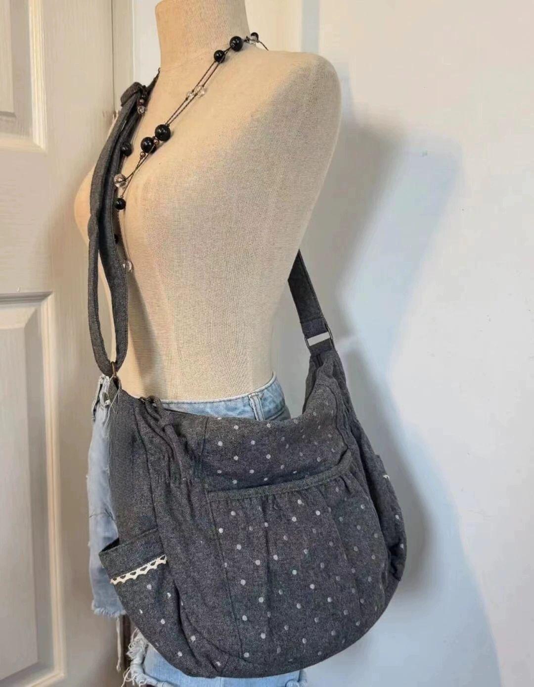 

Сумка через плечо для поездок на работу, Сумка-тоут большой вместимости, Сумка через плечо в горошек