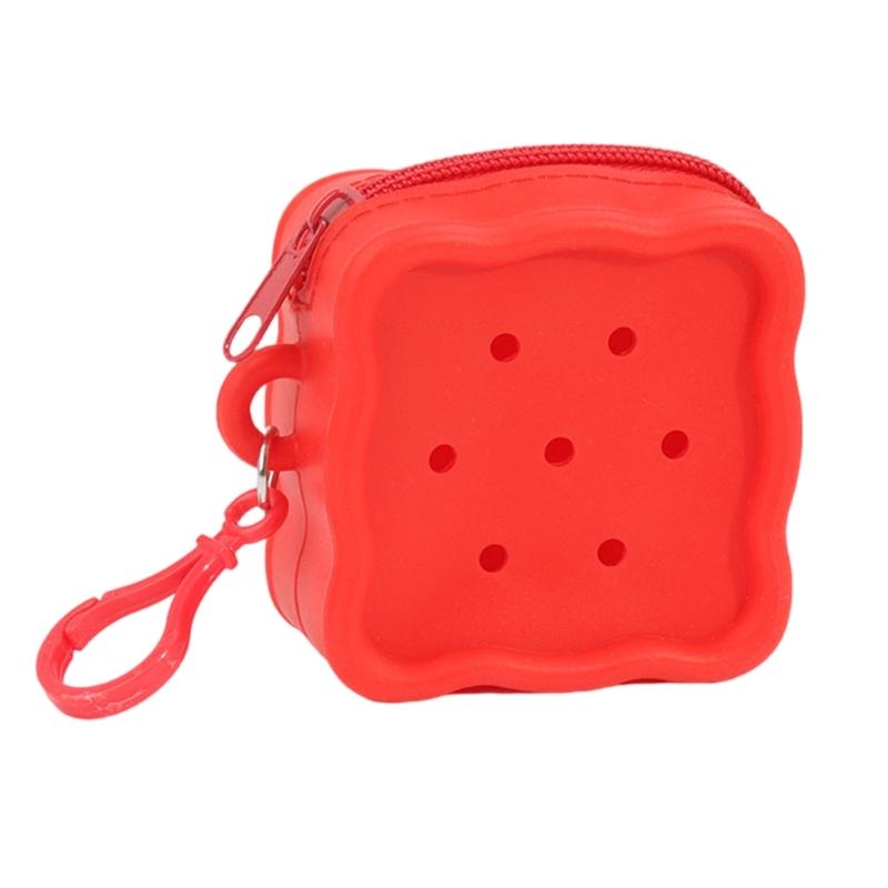 Reusable Silicone Card Holder Cartoon Hole Pattern Compact Wallet  Cartoon Money Bag For Daily Essential Storage