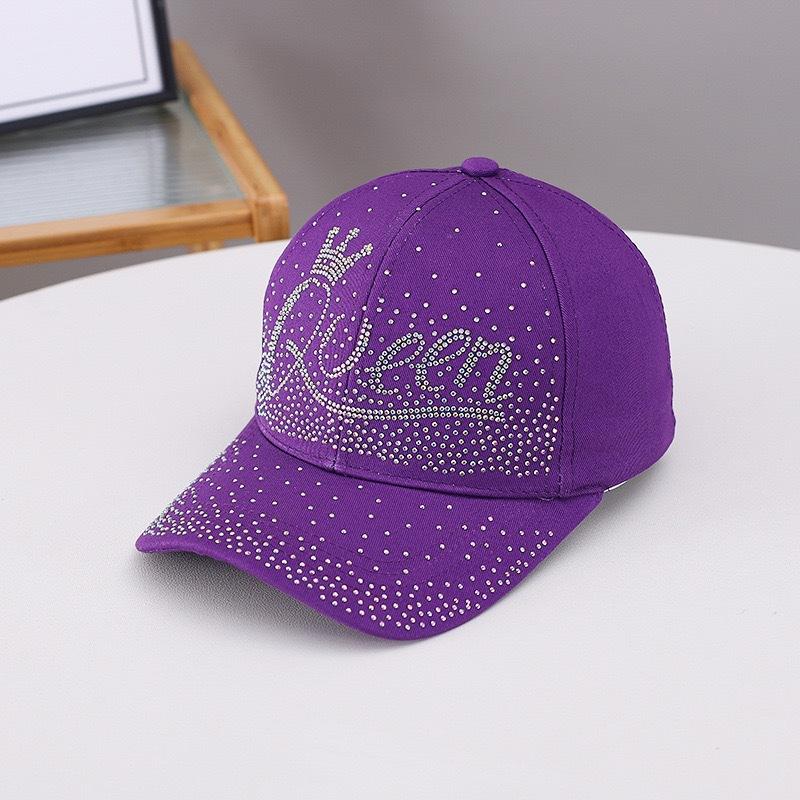 New point diamond QUEEN letter baseball cap European and American fashion diamond-encrusted curved brim cap spot batch