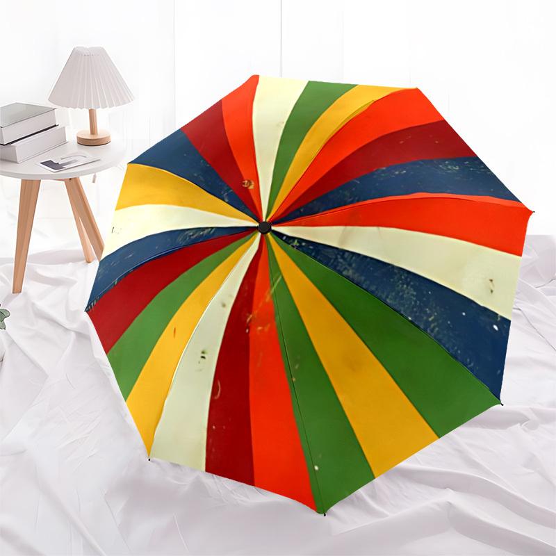 1pc Color Wheel Automatic Folding Umbrella - Design, Durable Iron Frame for Travel, Outdoor, Beach Fashion Accessory a0920046