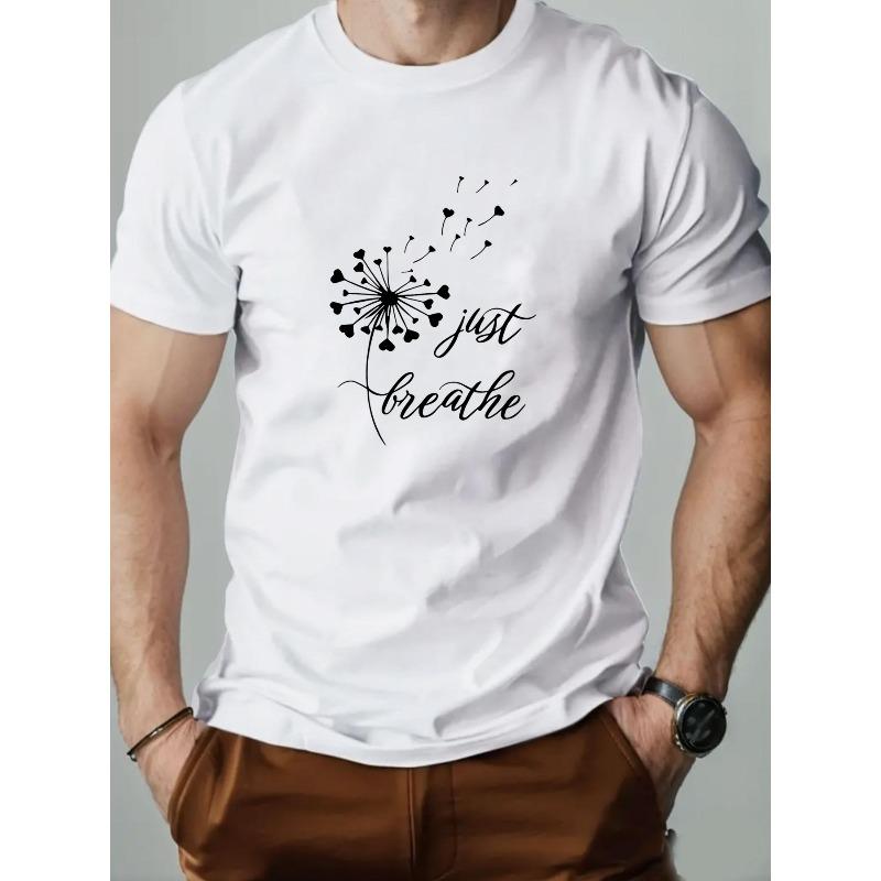 

European sizes Men S Summer Casual Short-Sleeve T-Shirt with a Just Breathe Design 4XL білий
