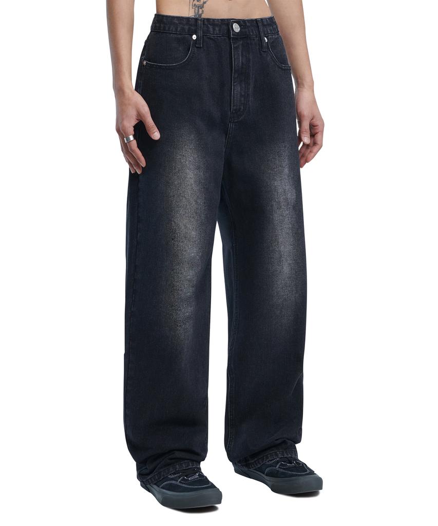 Nomaenyueol Washed Denim Pants - Black