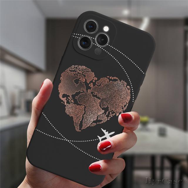 Für Iphone 13 12 11 14 Pro Max 14plus 13mini Fall Mode Luxus Beliebte Flugzeuge Weltkarte Reise Candy silikon Abdeckung