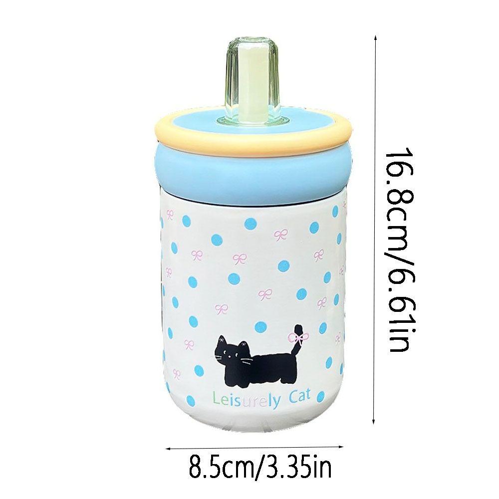500ml Insulated Water Cup Cartoon Straw Drinking Cup Large Capacity Thermos Bottle  Cold Hot Mugs