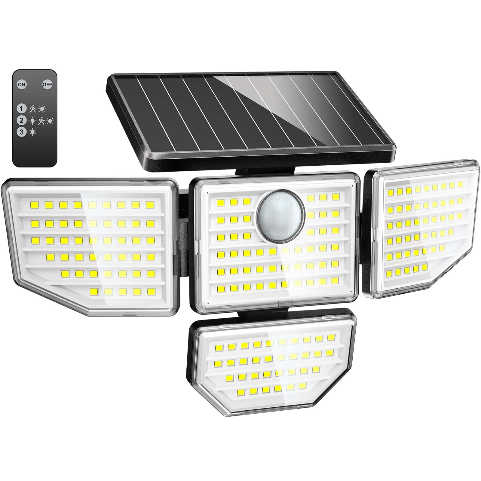 

Outdoor Solar Sensor Light First Maximum 3000 Lighting Wide Beam 3 Intelligent Remote Adjustable 2000mAh Large Automatic Solar Zero Electricity Ideal білий