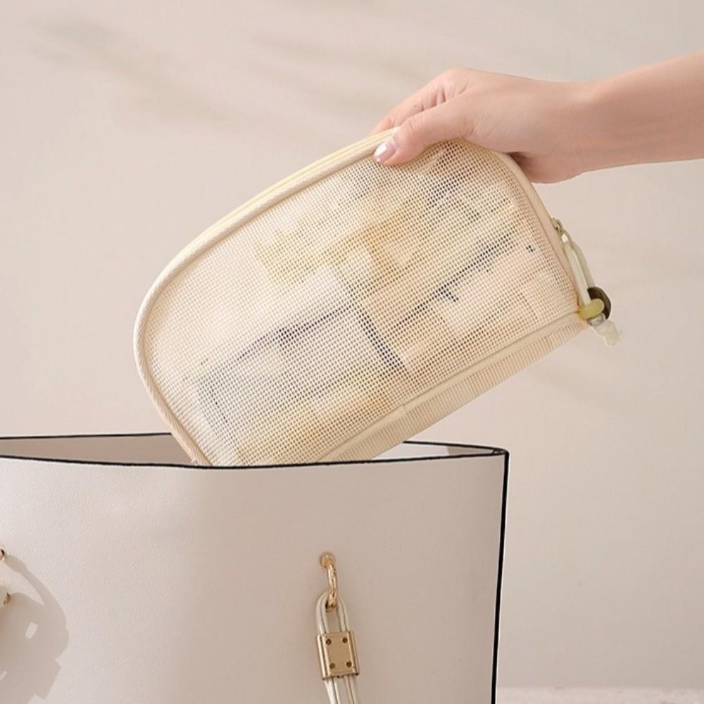 Large Capacity Mesh Makeup Bag Breathable Cosmetic Storage Bag Travel Toiletry Bag Women