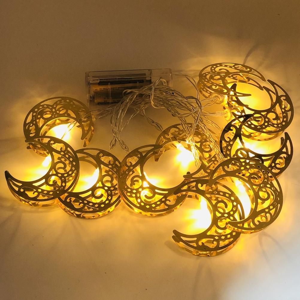 Ramadan Eid Lichterkette Batteriebetrieben Mond Stern Lampe Mubarak Mond LED Lichterkette für Innen