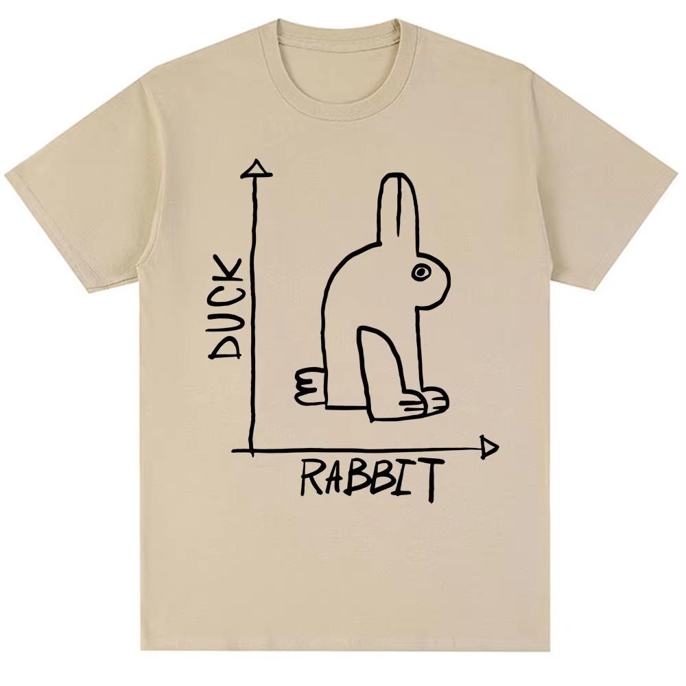 Funny Rabbit Duck Design Meme T Shirt Fashion Men Women Humor Cute Short Sleeve Oversized Cotton Casual New T Shirts Streetwear