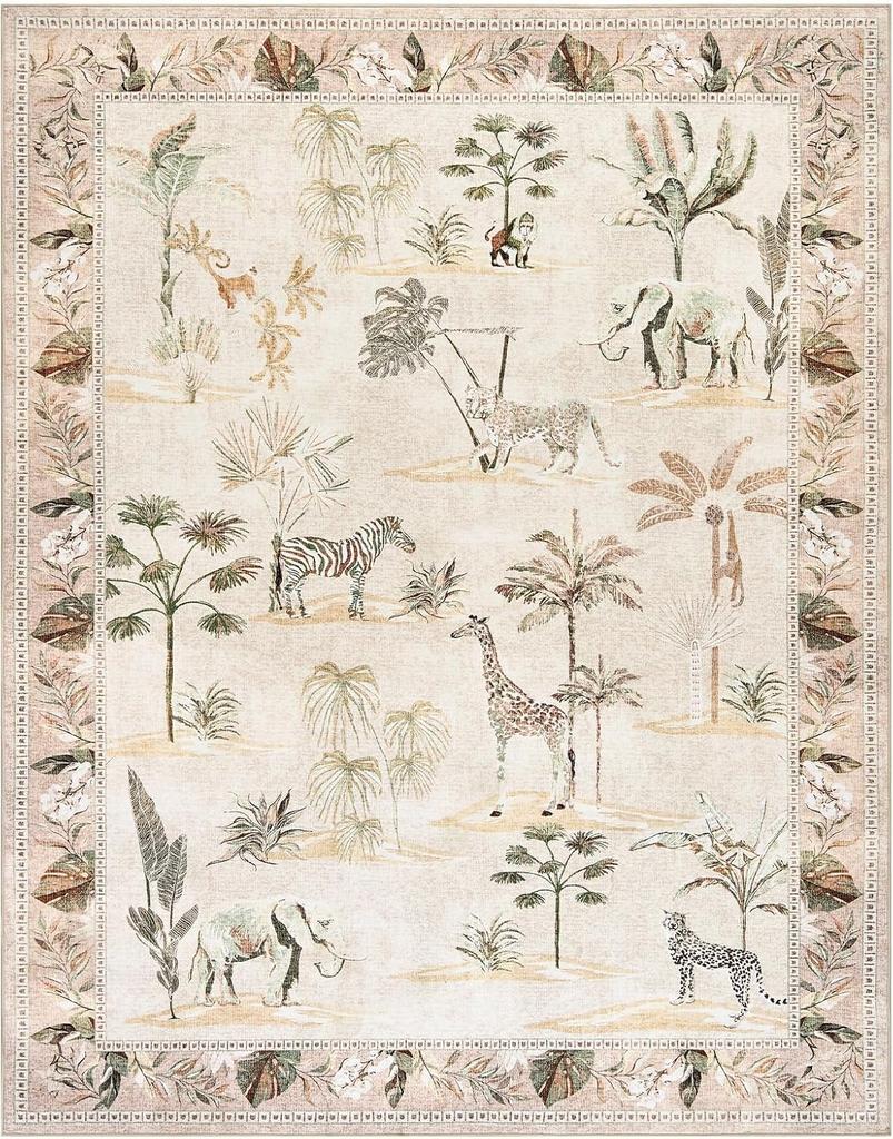 Living Room Carpet Large Size Bedroom Bedside Floor Mat Green Jungle Animal Print Home Decoration Rug Alfombra De Salón