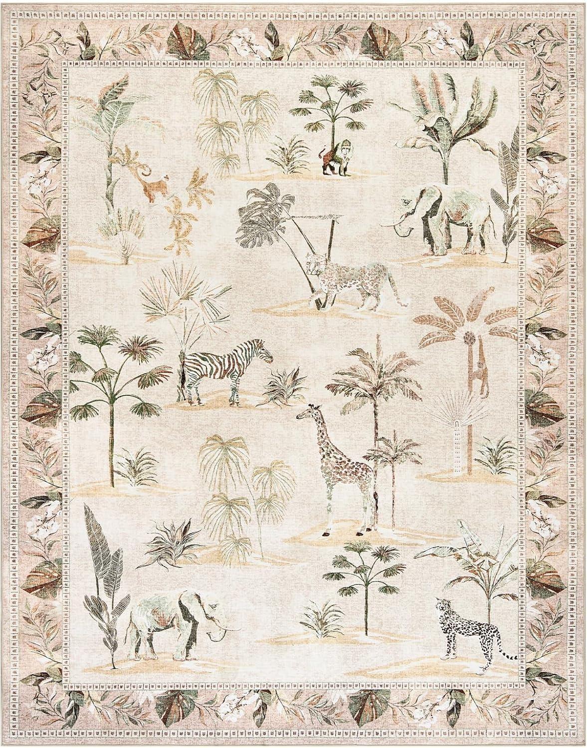

Living Room Carpet Large Size Bedroom Bedside Floor Mat Green Jungle Animal Print Home Decoration Rug Alfombra De Salón 50x80cm
