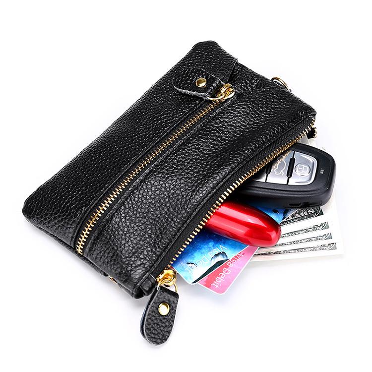 Cowhide Leather Key Case & Coin Purse – European & American Style Clutch Bag, Hot-Selling Card Holder.