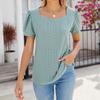 Women's Fashion Square Neck Splicing Solid Color Short Sleeve