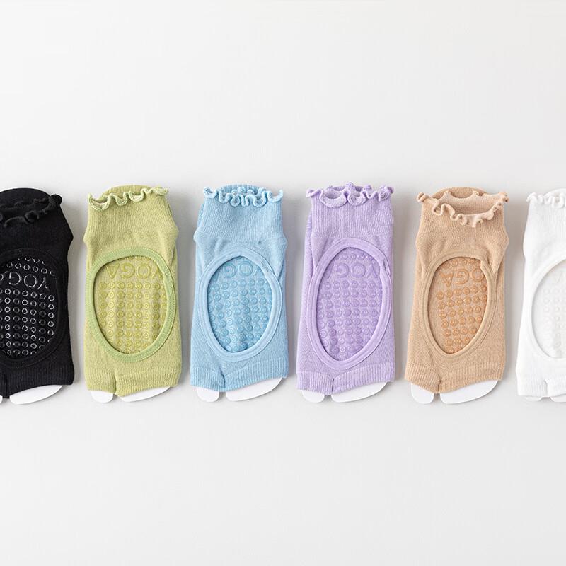 TINSINO Women s Ruffle Edge Anti-slip Yoga Socks