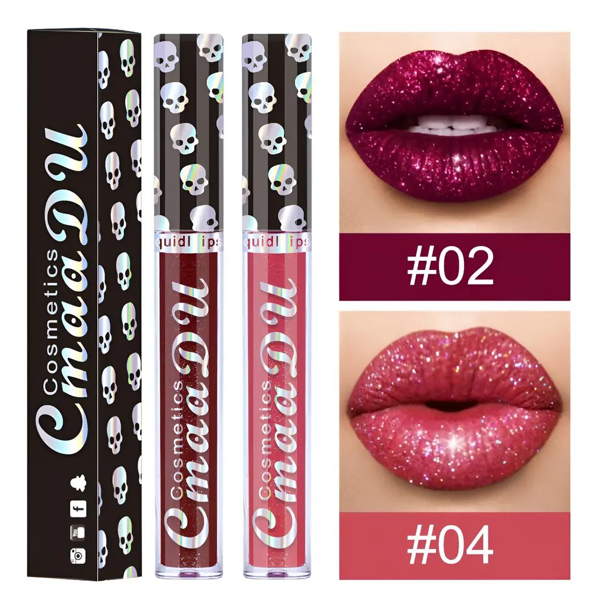 Easy To Color Lip Gloss With 2 Skull Heads