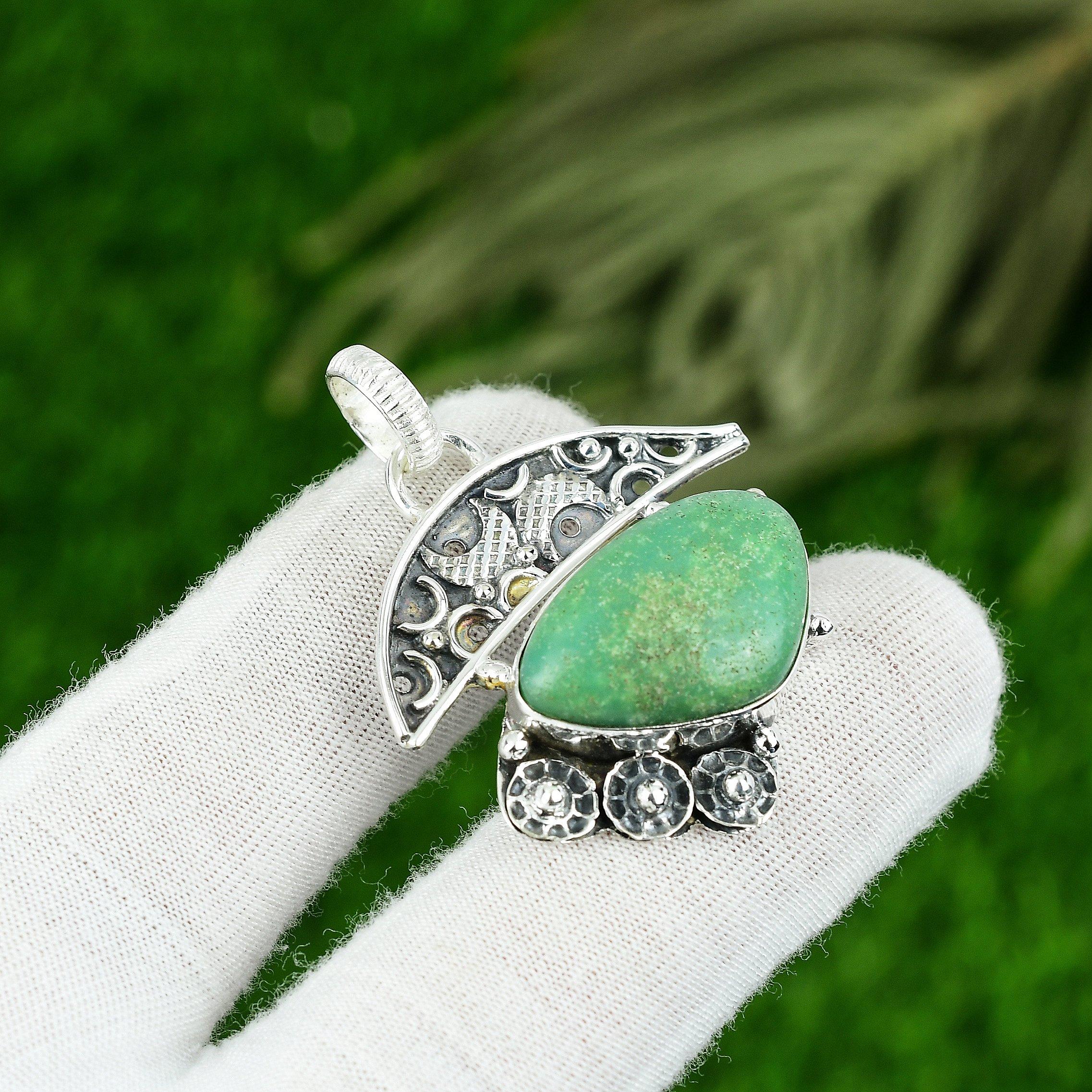 

Chrysoprase Stone 925 Silver Bezel Anniversary Sister Trendy New Pendant Jewelry