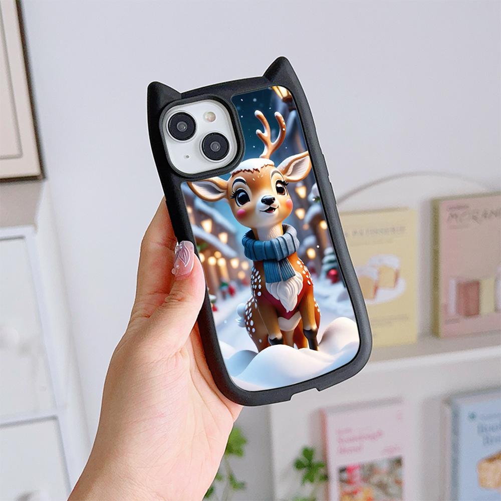 

Мягкий чехол для телефона с кошачьими ушками для iPhone 16 15 14 13 12 11 Pro Max Plus TPU Anti-Drop Прозрачная акриловая задняя крышка NY31 Счастливого Рождества Санта-Клауса for iPhone 16 Pro Max