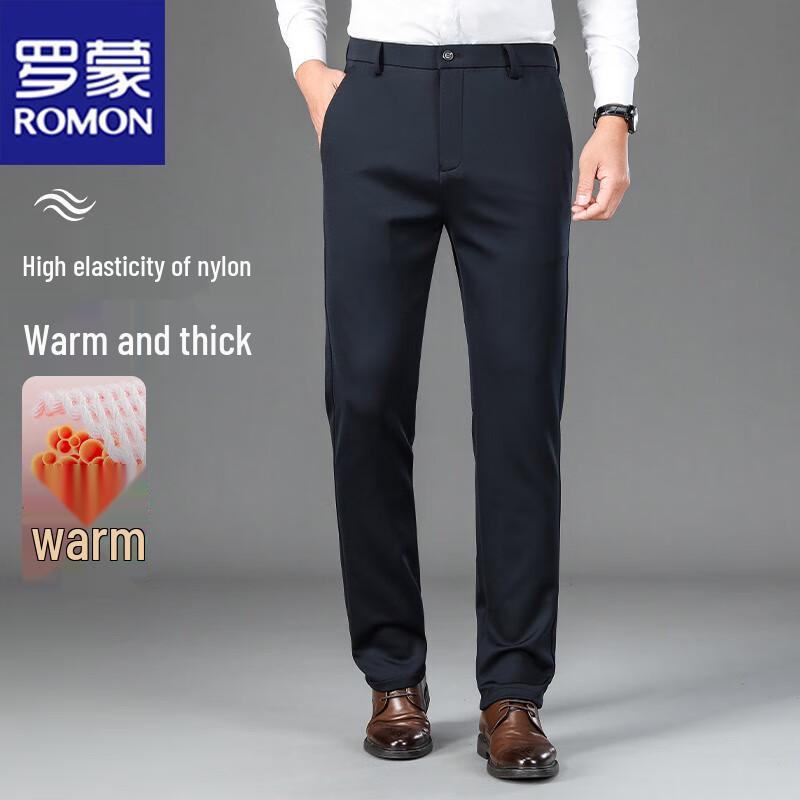 ROMON Men's Warm Straight-Leg Casual Pants