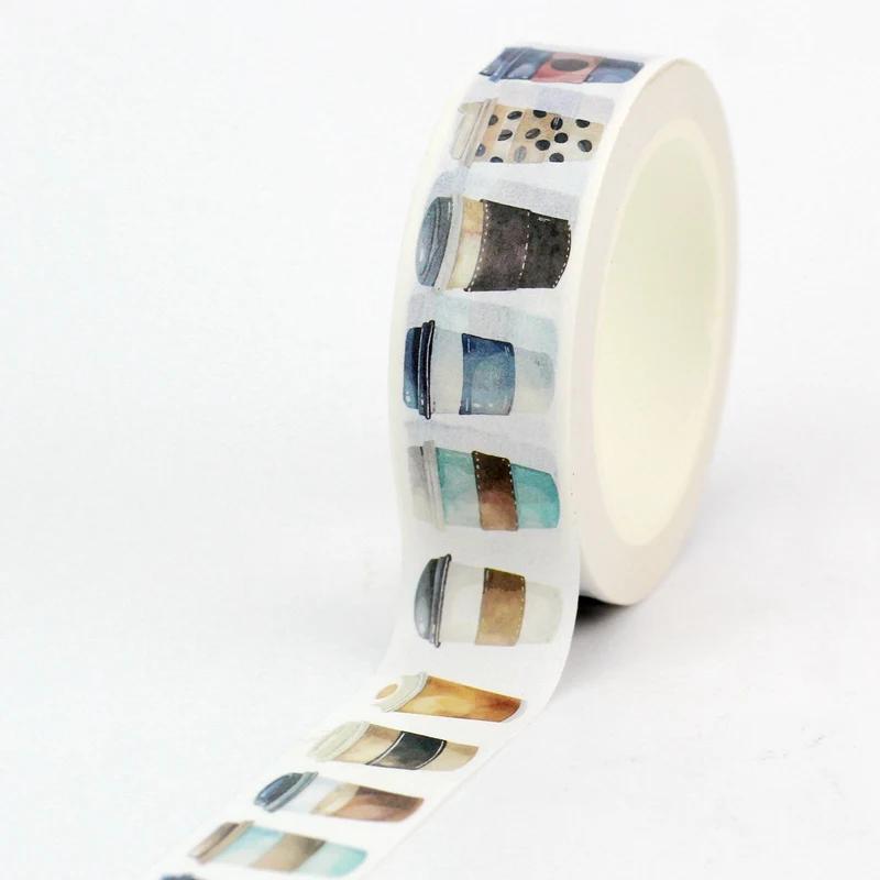Eco Paper 1pc 10M Decor Mushrooms Flowers Cups Nautical Washi Tape Set for Scrapbooking Journaling Masking Tape Cute Stationery