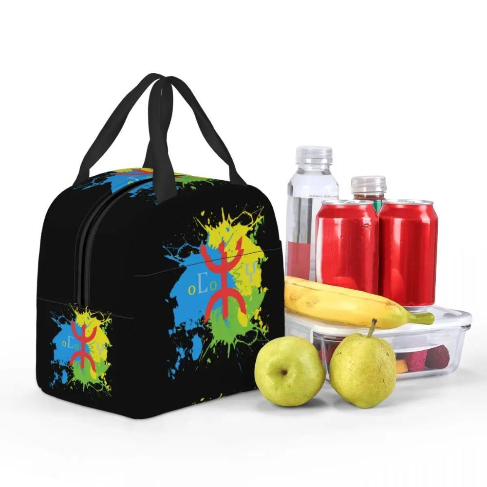 Custom Amazigh Flag Thermal Insulated Lunch Bag Women Berber Pride Tifinagh Resuable Lunch Container for Multifunction Food Box