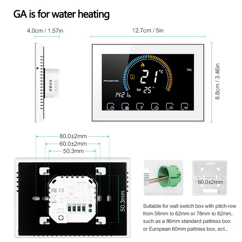 TUYA Wi-Fi Smart Large Colorful Screen Room Programmable Air Thermostat WIFI for Switch Heating Cooler Bridge Voice Alexa