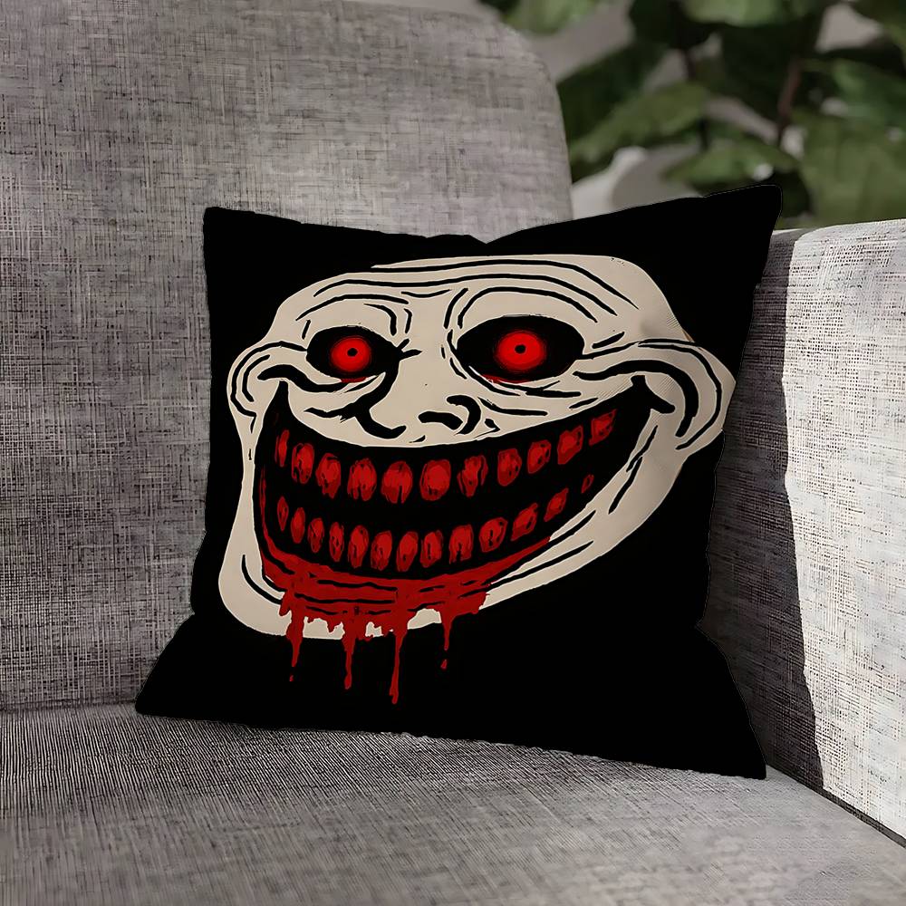 T-Trollface Throw Pillow Case For 45cm 40cm 55cm 50cm 30cm Square Car Pillowcase Shell