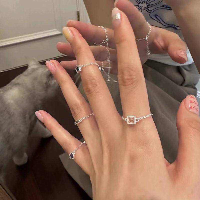 VENTFILLE CopperChain Colour Zircon Ring for Women Girl Gift Design Versatile Ins Jewelry Dropshipping