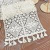 Nordic Crochet Lace Table Runner With Tassel Hollow Tablecloth Romance Wedding Party Table Protector Cover Table Cloth