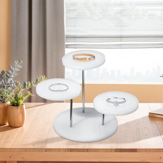 Desktop Jewelry Rack 3-tiers 360 Degree Rotation Watch Glasses Necklace Display Holder Jewelry Stand Room Decor Retail Bracelet Organizer