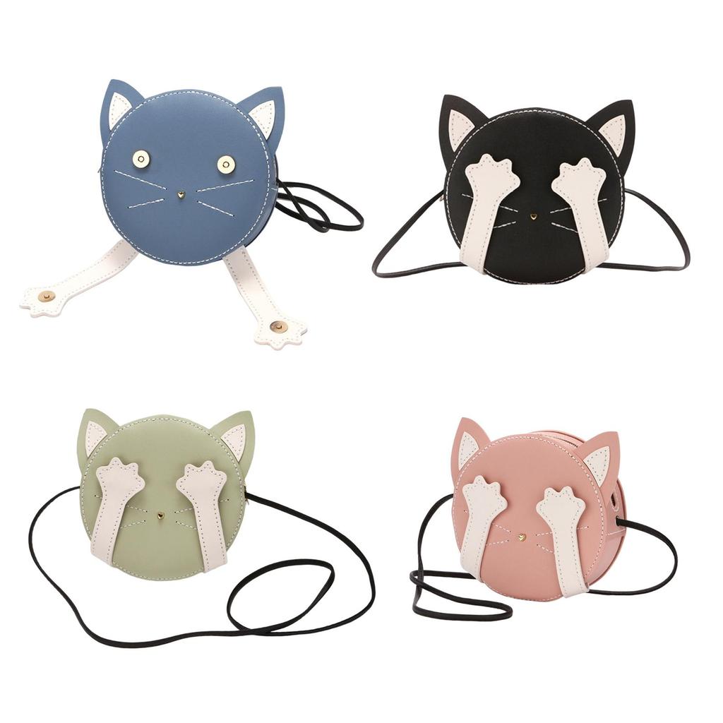 DIY Shoulder Bag Making Kit Hand Woven Bag Pre Cut Leather Sewing Leathercrafts Cat Shaped Full Tools For Beginners