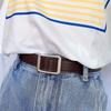 Sleek Versatile Womens Korean Circle Buckle Denim Belt Crafted From Quality Pu Style For