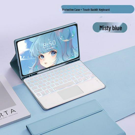 Compatible iPad Air 7th Gen Leather Case with Colorful Backlit Bluetooth Keyboard & Touchpad (10.9")