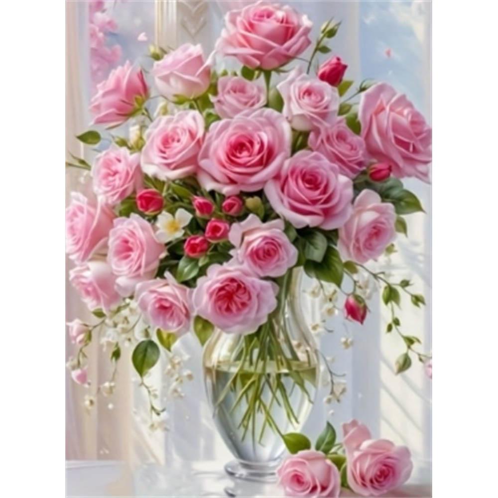 

Набор для алмазной живописи 5D «Цветы» Арт-объект DIY Полная выкладка алмазами Вышивка крестом Поделки и ремесла Декор Настенные украшения для дома Round 20x30cm