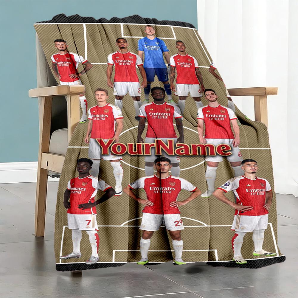 Arsenal Personalized Text Blanket Throw Personalized Blanket Warmthful Decor Perfect for Picnics Office Chair Couch Seaside Four Seasons Multipurpose