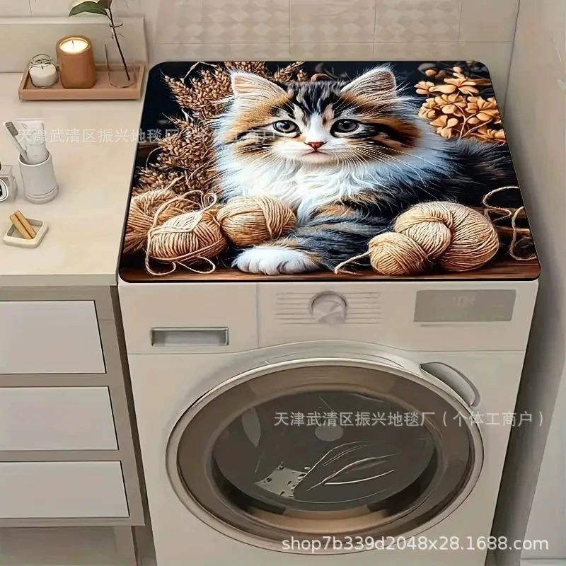 Cute Cat Print Rubber Drying Mat for Kitchen and Coffee Shop Use