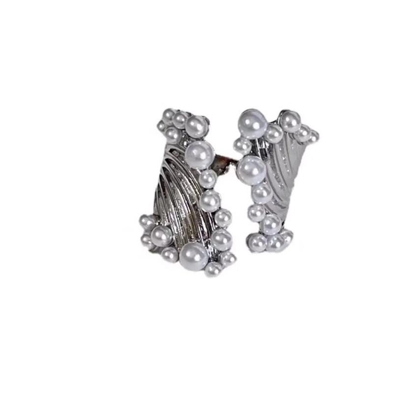 Elegante Anello Statement con Perla – Regolabile, Banda Larga Unica