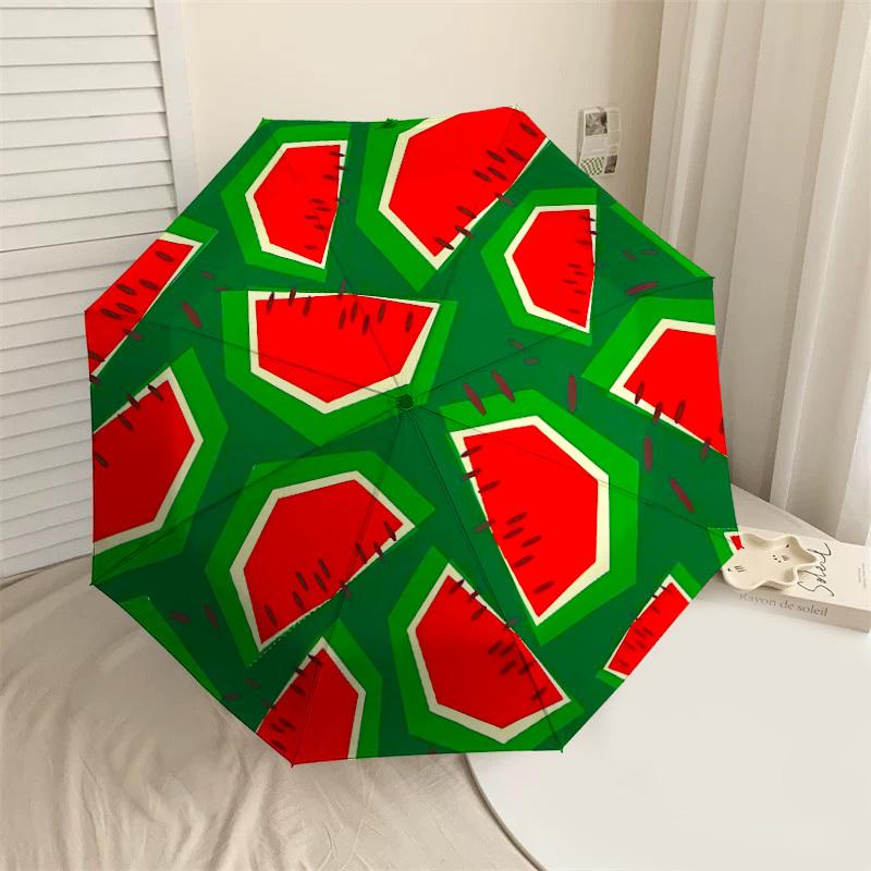 

1PC Watermelon Pattern Umbrella-8-Rib Reinforced Portable Folding Travel Suitable for All Seasons Outdoor Daily Use Is an Ideal Choice -F313