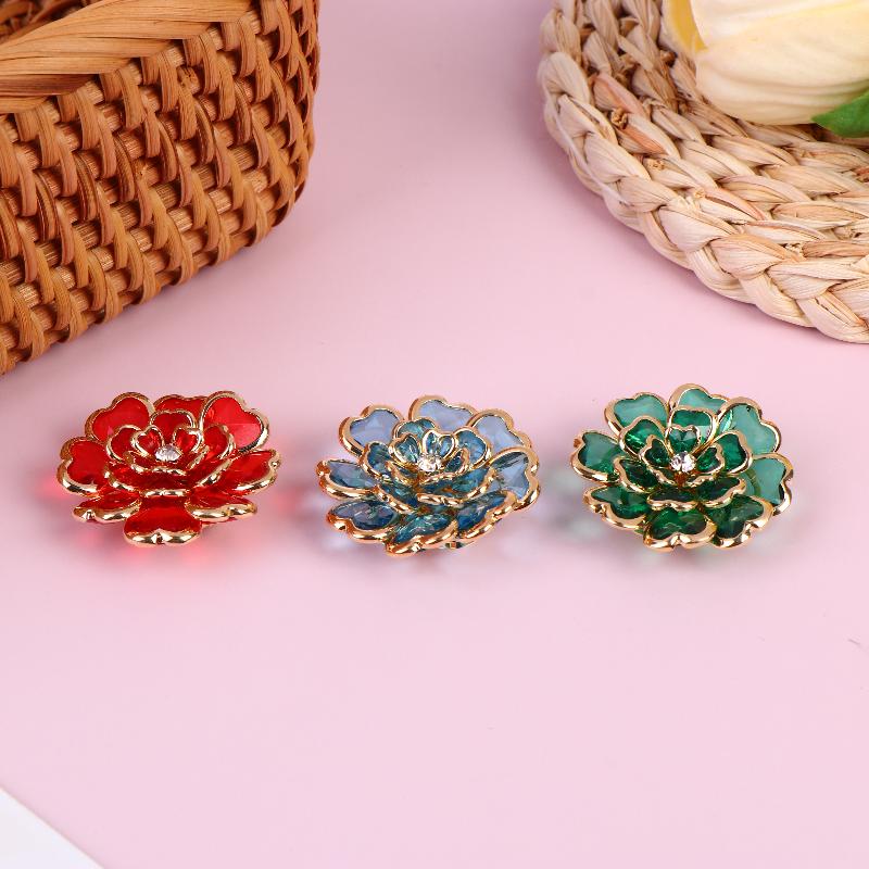 Faux Shell Pearl Flower Button Decorative Covers Women Shirt Accessories Cufflinks Luxury Rhinestone Button Clip For Clothing