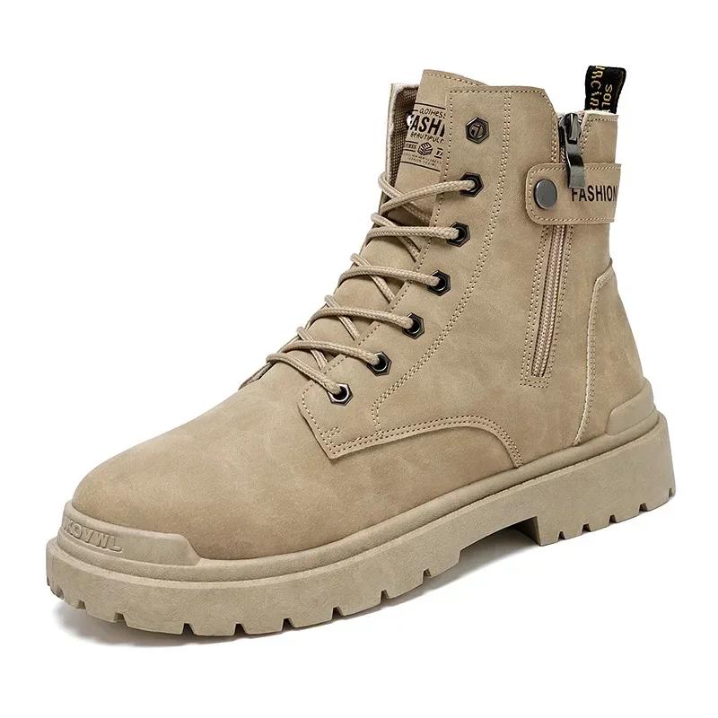 Herren High Top Kurze Stiefel Mode Stiefeletten Männer Herbst Winter Britischen Stil Outdoor Boot Mann Atmungsaktive Schnür-Up Botas Hombre