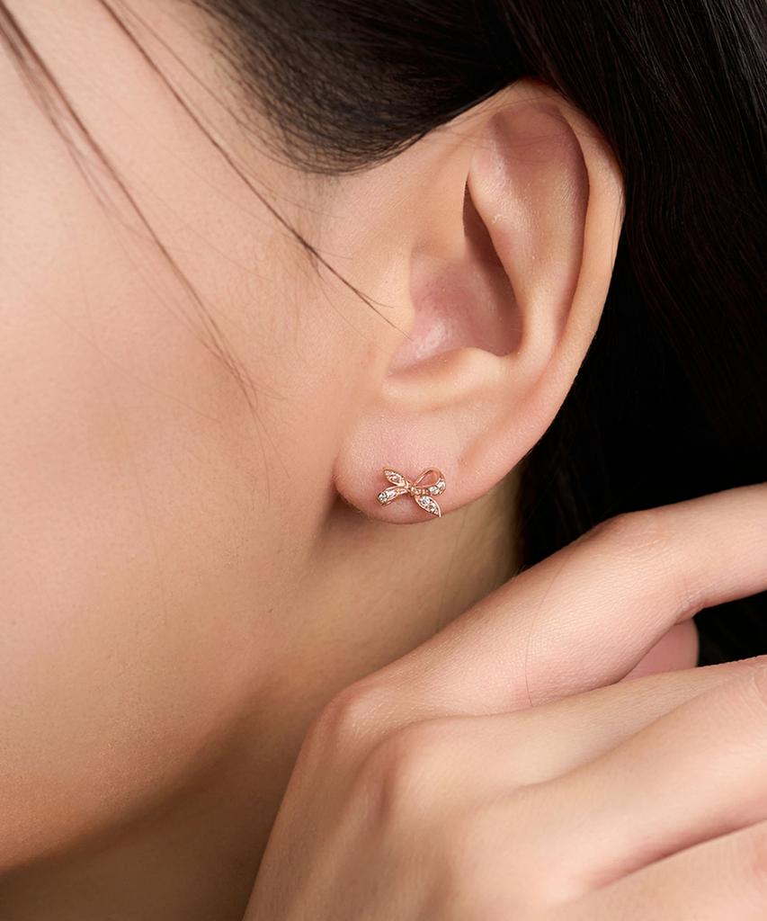 Lloyd Dear Ribbon Cubic 10K Gold Earrings Lptq2005T