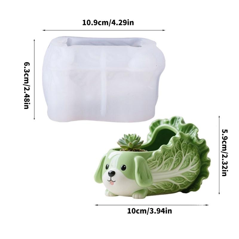 High Temperature Resistant Silicone Mould for Succulent Planter Cabbage Dog Flower Pots Mold Office Desk Ornament Mold