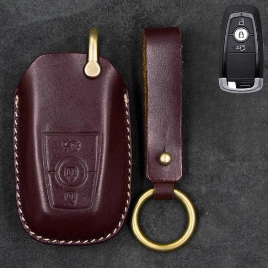 Genuine Leather Car Key Fob Case Cover For Lincoln MKC Navigator MKZ Continental