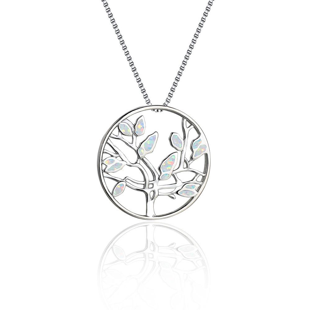 Korean Style Rose Gold Lucky Tree Life Tree Round Pendant Versatile Necklace