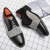 Fashionable Splicing Design for Men's Business Dress Shoes Lace Up Loafers Casual Style Men's Genuine Leather Shoes
