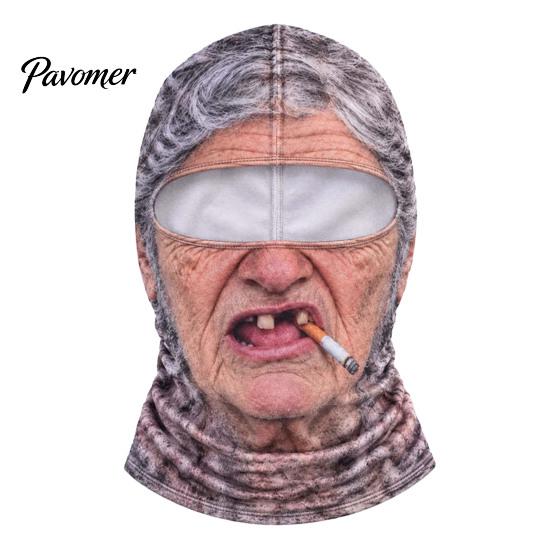 Humorous Outdoor Sports Masque Old Man Ski Masque, Winter Funny Full Face Balaclava with Neck Coverage, Realistic Pattern Cosplay Costume for