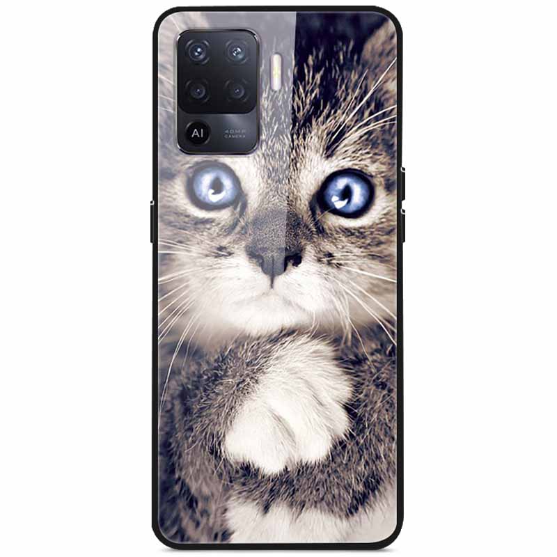 Tempered Glass Case For Oppo Reno5 Lite Hard Back Cover for Oppo Reno 5 Lite Luxury Painted Reno5Lite Funda 6.43'' Shockproof